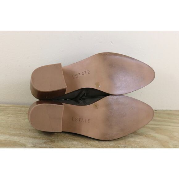 1 State Boots Womens 7.5M Fog Brown Leather Isak Half d'Orsay Bootie Shoes Boho - Picture 6 of 7